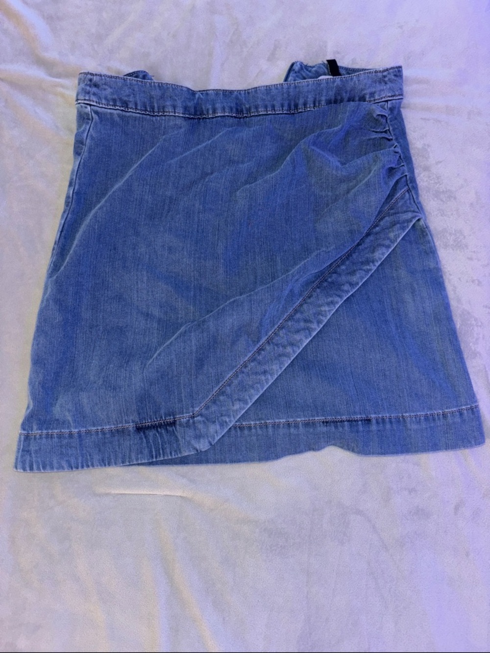 White House Black Market Denim Wrap Mini Skirt - Blue